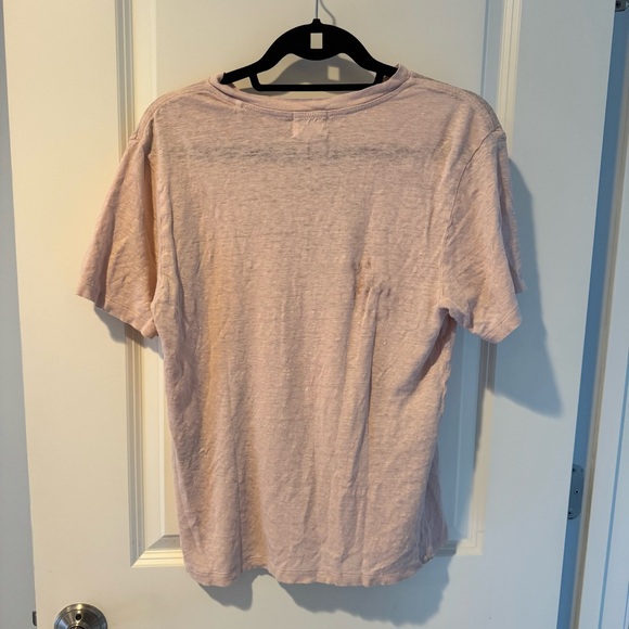 ISABEL MARANT ÉTOILE Metallic-logo Linen T-shirt Pale pink | Small - Picture 8 of 8
